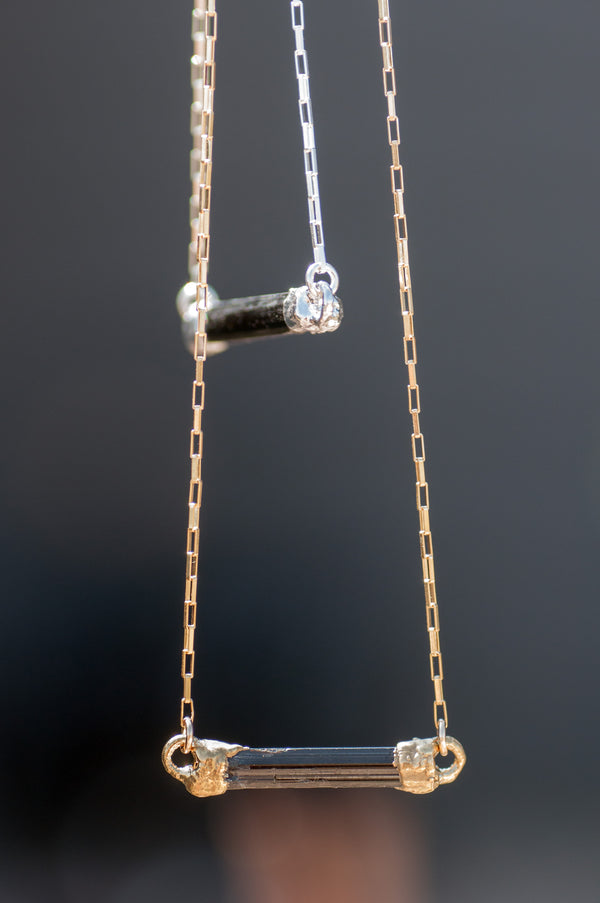 Black Tourmaline Bar Necklace || The Moira Necklace
